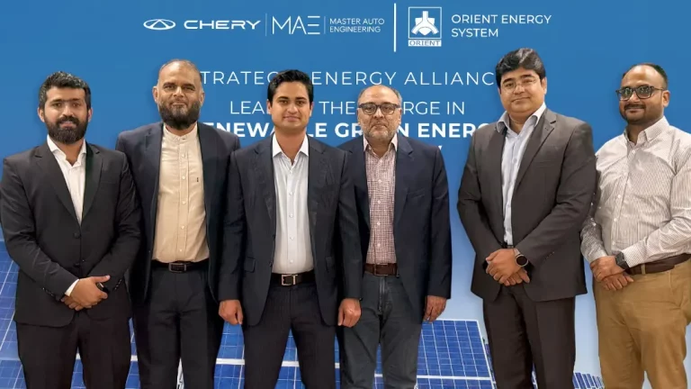 Chery Pakistan, Master Auto Engineering and Orient Energy System teams at the strategic energy alliance signing